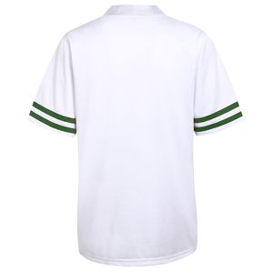 White Short Sleeve <b>Soccer</b> Jersey With Green Striped Sleeves Crew Neck Moisture Wicking Adult Unisex Regular Fit - Product Image 2