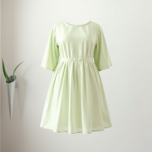 Robe plissée en polyester longueur genou pour femme grande taille, tenue décontractée personnalisée - Product Image 3