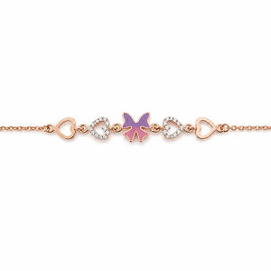 สร้อยข้อมือรูปหัวใจผีเสื้อทอง 18k ประดับเพชรคิวบิกเซอร์โคเนียสีชมพู ขัดเงาอย่างดี เครื่องประดับแฟชั่นสำหรับผู้หญิง สวมใส่ได้ทุกวัน ของขวัญสำหรับงานปาร์ตี้ - Product Image 3