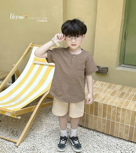 Ensembles de vêtements décontractés d'été en coton élégants pour garçons, tenues confortables et t-shirts à manches courtes et shorts pour tout-petits - Product Image 1