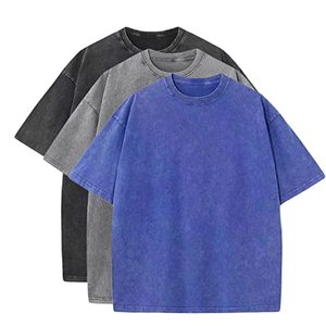 Camiseta Oversize de Diseñador para Hombre, Estilo Vintage Lavado al Ácido, Tejido Desgastado, Estética Hip Hop, Jersey Grueso, Estilo Moderno - Product Image 1