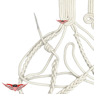 Aiguillette blanche torsadée avec cordons d'épaule et pointe argentée métallique - Product Image 3