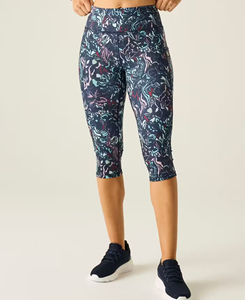 Leggings Capri à Taille Haute Imprimés Fleurs, Extensibles et Respirants, Vêtements de Sport pour Femmes, Tricotés en Spandex et Polyester, Design Sans Couture - Product Image 1