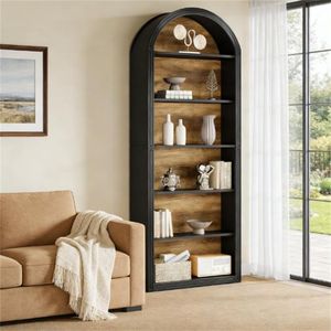 <b>Wooden</b> Arched Bookshelf Display Stand Elegant <b>Bookcase</b> for Home or Office - Product Image 1