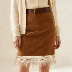 Oferta Especial en Temu: Falda Lápiz Vintage 2026 de Gamuza a Cuadros con Cintura Natural y Tejido Transpirable para Oficina y Uso Diario para Mujer - Product Image 3