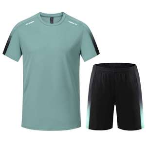 Ensemble de sport pour homme coupe-vent automne, séchage rapide, polyester/coton, t-shirt et short d'entraînement, uni, sans marque - Product Image 3