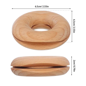 Clip à sac en bois de hêtre unique en forme de donut, 6,5 cm, réutilisable, design moderne, ustensile de cuisine en bois naturel, forme ronde - Product Image 1