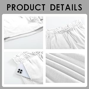 Shorts de sport pour femmes avec poches, en coton French Terry, avec cordon de serrage, pour l'été, décontractés, pour la détente - Product Image 3