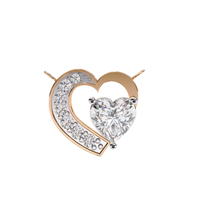 Collier pendentif double cœur en or rose 14 carats au design unique, serti de diamants de laboratoire avec accents pavés, bijoux fins - Product Image 3