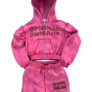 Conjunto de Sudadera con Capucha y Cremallera para Hombre, Diseño Lavado Oversize con Pedrería, Colección Otoño 2026 |   Chándal Personalizado para Damas OEM - Product Image 6