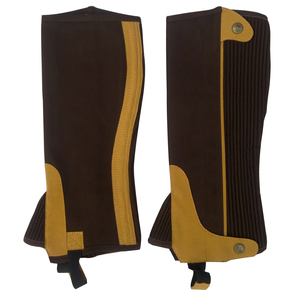 Equestrian Synthetic Leather Western <b>Half</b> <b>Chaps</b> with Button Closure Smooth Finish Durable Horse Riding Equipment - Product Image 1