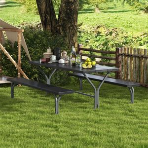 8-Person 6 Feet <b>Picnic</b> <b>Table</b> <b>Bench</b> Set with Durable HDPE Tabletop - Product Image 2