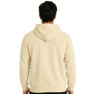 เสื้อสเวตเชิ้ตมีฮู้ดสำหรับผู้ชาย สีพื้น ผ้าฟลีซ ทรงปกติ สวมใส่สบายๆ ในฤดูใบไม้ร่วง สีเบจ ผ้าฝ้าย มีกระเป๋า - Product Image 2
