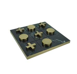 Luxury Black Marble Tic Tac Toe <b>Board</b> <b>Game</b> Brass Gold Pieces Premium Tabletop Decorative Accent Office Desk Display - Product Image 3