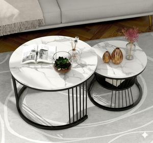 Modern Black <b>Round</b> <b>Nesting</b> <b>Coffee</b> <b>Table</b> Set Metal Accent <b>Tables</b> for Living Room and Bedroom Furniture - Product Image 5