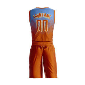 Ensembles de maillots de basket sublimés haute performance, dégradé orange-bleu, anti-humidité, unisexe, vêtements d'équipe de basket - Product Image 3