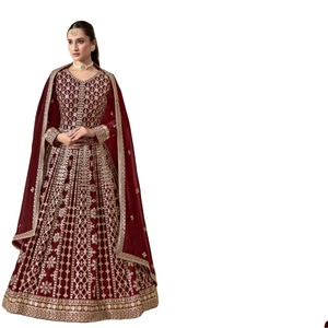 Attractive Anarkali Gown Suit with Georgette Embroidery Sequence Work <b>Top</b> and Dupatta by Fatema Fashion for Wedding and Party - Product Image 1