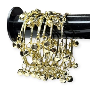 Trending Viral Gold Tone Kashimiri Ghungroo Jhumki Charm Pearl Wedding Traditional Jingle Style Bangles <b>Stack</b> Wholesale Price - Product Image 1