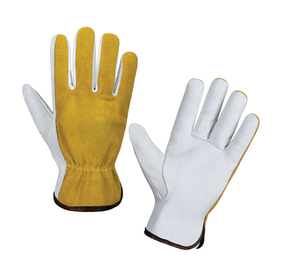 Leather Work <b>Gloves</b> White with Yellow Palm Anti-Slip Anti-static <b>Latex</b>-free Full Texture Safety <b>Gloves</b> Straight Cuff - Product Image 6