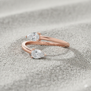 Bague Bypass en Or avec Diamant de Laboratoire Poire Certifié Stonewels Toi Et Moi, Sertie à Griffes, pour Bijoux de Luxe Certifiés - Product Image 4