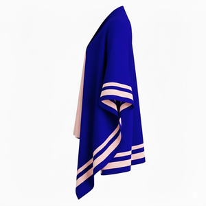 Poncho décontracté à rayures bleues pour femme, coupe ample, style châle, mode pakistanaise - Product Image 6