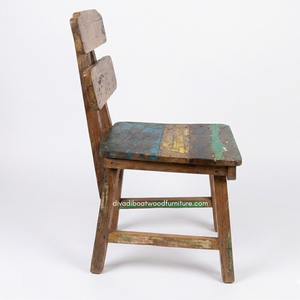 Chaise de salle à manger rustique artisanale en bois de bateau récupéré, écologique, couleur naturelle, pour intérieur/extérieur, mobilier de villégiature, maison, villa - Product Image 3