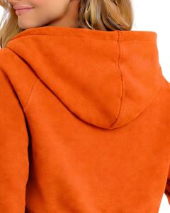 Sudadera con capucha corta con cremallera para mujer, de manga larga, informal, de forro polar suave, estilo urbano, color naranja, para otoño e invierno - Product Image 6
