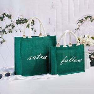 Premium Green Fiber Jute Tote Bag Durable Eco Friendly Reusable Shopping Carry Bag for Retail and Promotion - Product Image 2