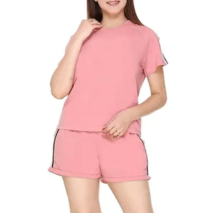 Ensembles décontractés d'été pour femmes : T-shirts et shorts 100 % coton, motifs unis, service OEM/ODM, soldes pour dames - Product Image 2
