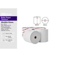 Rouleau de papier thermique blanc monocouche 80x80mm pour caisse enregistreuse, modèle Espagne 407181
