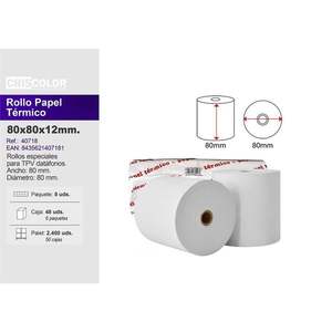 Papier thermique pour caisse enregistreuse 80 mm ROLLO TERMICO - Product Image 1