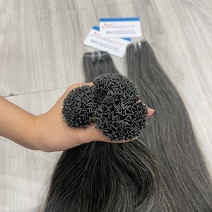 CABELLO DE LA MEJOR CALIDAD: Extensiones de Cabello con Punta de Queratina, Punta K, Cabello Europeo Gris Natural Liso, Cabello Vietnamita con Punta - Product Image 2