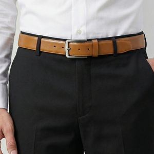 Cinturón de Cuero de Vaca Color Camel para Hombre y Mujer, con Logotipo Personalizado, Hebilla de Aleación Hecha a Mano, Cuadrada, Sólida, Vintage, Casual y Duradera - Product Image 3