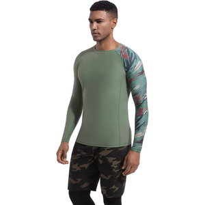 <b>Men</b> Sleeveless Rash Guard Green Camo Print Sublimation Quick Dry Polyester <b>Compression</b> <b>Shirt</b> UPF50+ 120g - Product Image 1