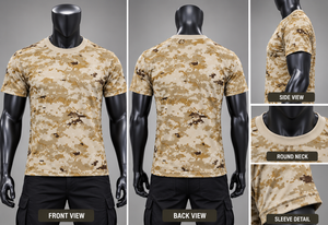 T-shirt d'entraînement tactique camouflage pour homme, manches courtes/longues, respirant, couleur unie, col rond, qualité supérieure, fabricant. - Product Image 2