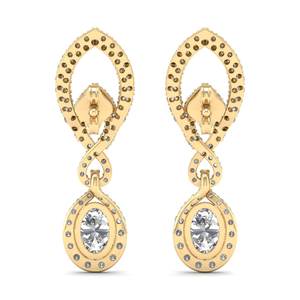 Boucles d'oreilles pendantes REYES personnalisées en argent sterling 925 avec moissanite et fermoir à vis pour femmes, plaquées or jaune 14 carats et rhodium - Product Image 4