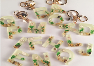 Hot Selling Traditional Acrylic Resin 26 <b>Initials</b> Pendant Keychain Flower Shell Amber Handbag Charm Gift Handcrafted High - Product Image 3