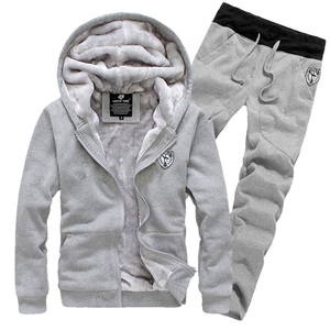 Conjunto Deportivo de Forro Polar Rojo para Hombre, Transpirable, Diseño 2 en 1, Sudadera con Capucha y Cordón Ajustable, Bolsillos Laterales, Ropa Casual de Invierno, Manga Larga - Product Image 3