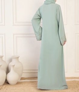 Hot Sale Beautiful Dubai Women Abaya Traditional Islamic Muslim Clothing & Accessories Floor Length <b>Long</b> Sleeves Front Open - Product Image 6