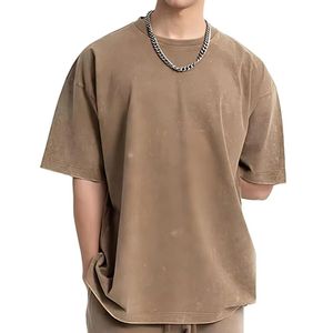 Conjunto de 2 piezas teñido en la prenda en tonos tierra, conjunto corto marrón de ajuste relajado, conjunto de tela gruesa, conjunto streetwear, conjunto coordinado, conjunto coordinado de verano - Product Image 3