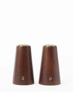 Saleros y Pimenteros de Madera, Juego de Salero y Pimentero Hechos a Mano, Salero de Latón y Madera, Juego de Vajilla Rústica para Cocina - Product Image 4