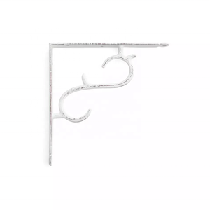 <b>White</b> Metal Shelf <b>Bracket</b> with Curved Design Traditional Style Antique Finish for Home Decor - Product Image 1