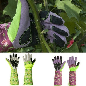Gants de sécurité pour le jardinage, accessoire de mode pour femmes, imprimé Floral, anti-coupures, roses, en cuir - Product Image 3