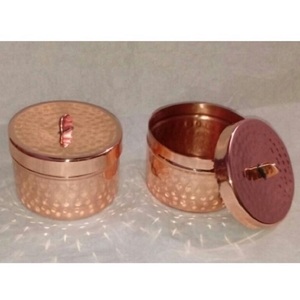 Hand Hammered Polished Copper Candle Jar with lid and customized Printed Box Natural Finish Luxury Copper Candle Jar for gift - Product Image 5