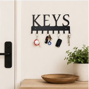 Modern Matte Black Metal <b>Key</b> Holder For <b>Wall</b> Decorative Entryway Organizer With 8 Heavy-Duty <b>Hooks</b> Nail-Free Home <b>Wall</b> Mounted - Product Image 2