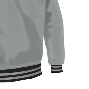 Chaqueta Varsity Gris para Hombre con Cuello a Rayas, Corte Regular, Cierre de Cremallera, Estilo Preppy, para Otoño - Product Image 5