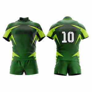 Nouvel article tendance : Ensemble uniforme de rugby et de football à manches courtes en polyester respirant pour adultes, idéal pour les sports de plein air - Product Image 1