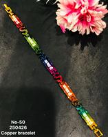Gelang Logam Pria Bergaya Lapis Emas Tembaga Rantai Geometris Multiwarna Perhiasan Fashion Trendi Unisex Premium Tampilan Mewah