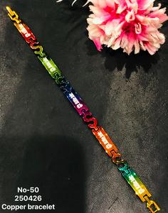 Men Stylish Gold Plated Copper Link Chain multicolour Trendy Fashion Jewelry Unisex Premium Heavy Look <b>Metal</b> <b>Bracelet</b> - Product Image 2