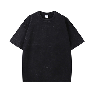 Camiseta Vintage para Hombre, Lavada, Cuello Redondo, 100% Algodón, Manga Corta, Lisa, con Logotipo Personalizado, Estilo Urbano - Product Image 2